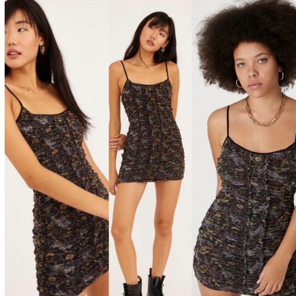 Urban Outfitters Tegan Mesh Ruched Bodycon Mini Dress size M NWT